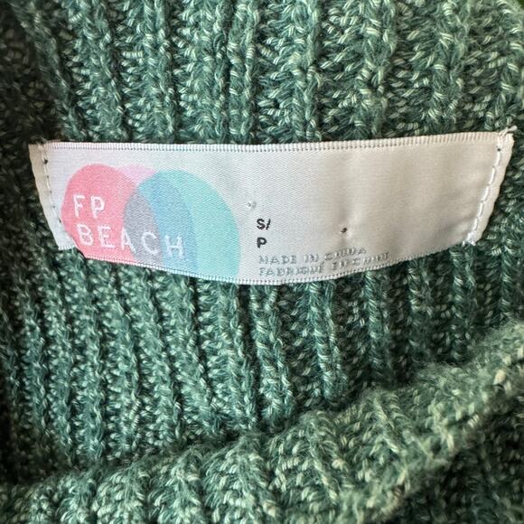 Free People Beach Freya Sweater Knit Top Emerald Spell Green Women’s Size S - Picture 7 of 8